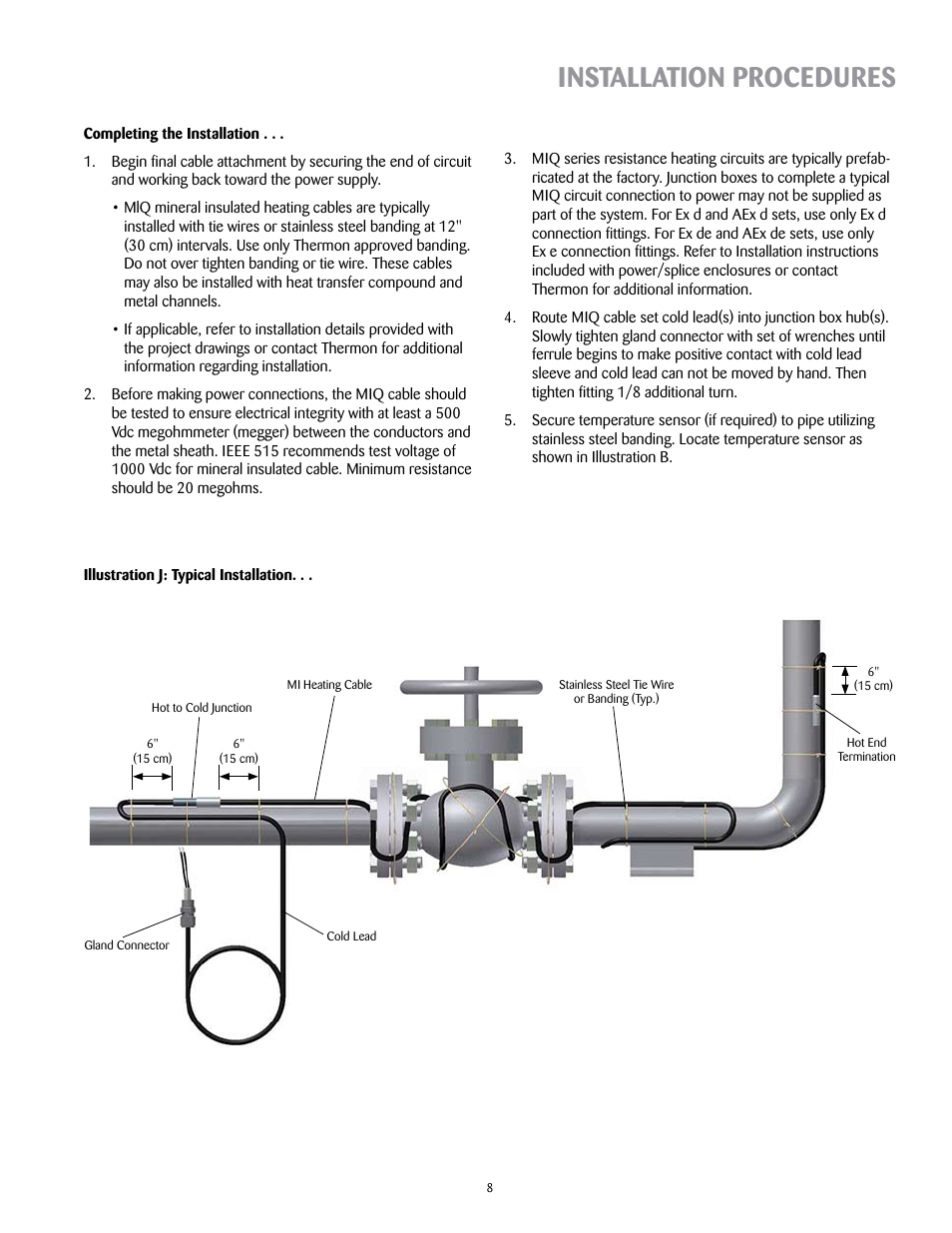 Installation procedures | Thermon MIQ Mineral Insulated Heating Cable v.2 User Manual | Page 9 / 14