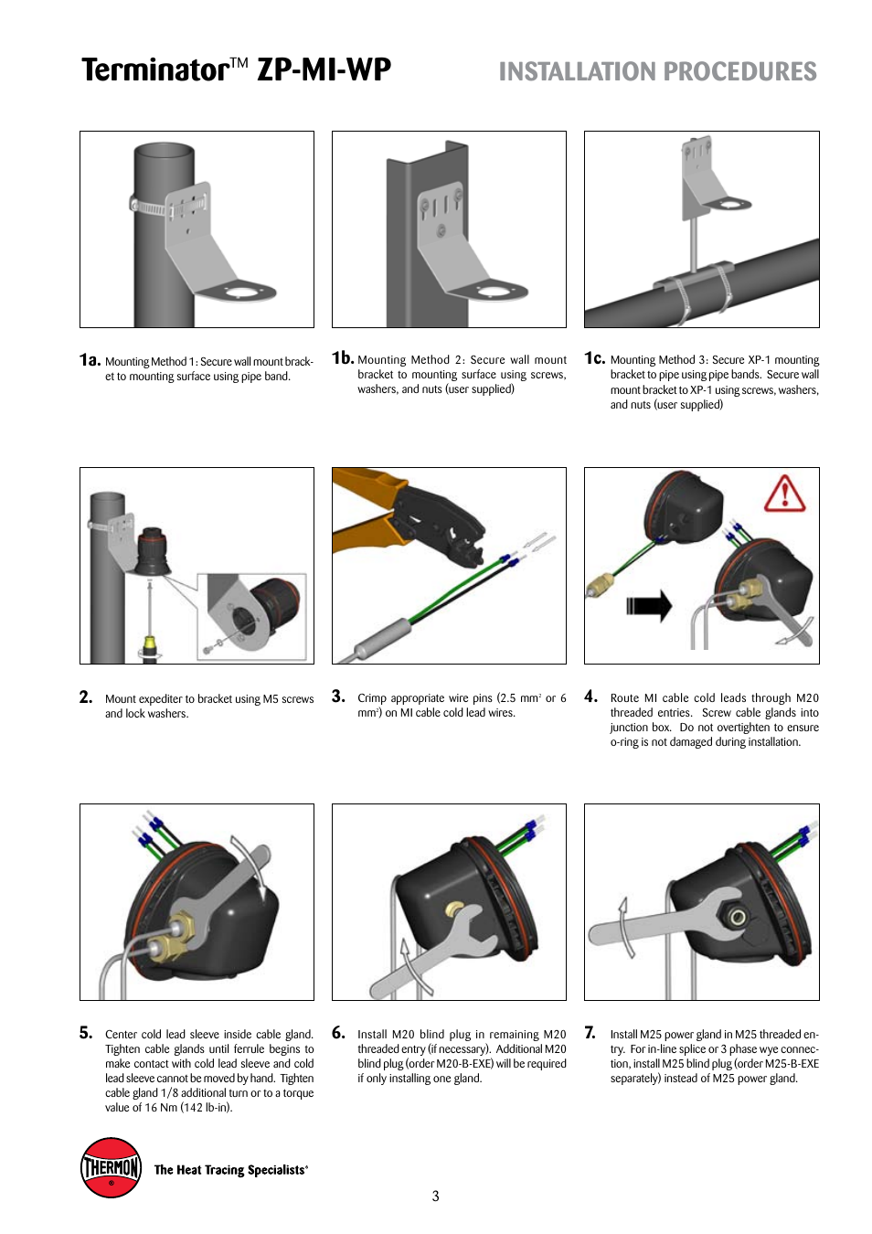 Terminator, Zp-mi-wp, Installation procedures | Thermon ZP-MI-WP Terminator User Manual | Page 3 / 7