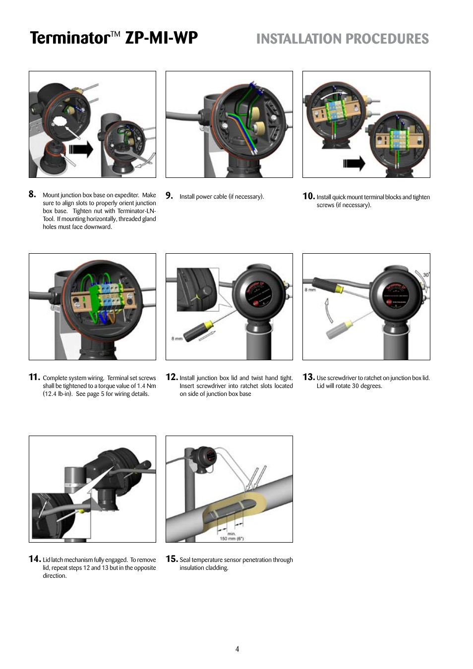 Terminator, Zp-mi-wp, Installation procedures | Thermon ZP-MI-WP Terminator User Manual | Page 4 / 7