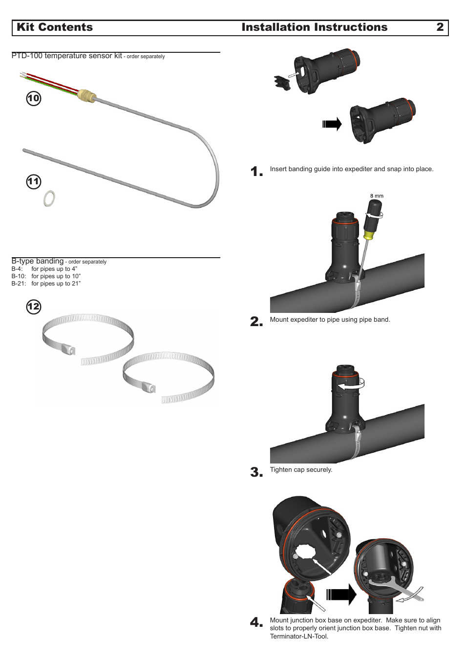 Kit contents installation instructions 2 | Thermon ZP-PTD100-XP Terminator User Manual | Page 3 / 8