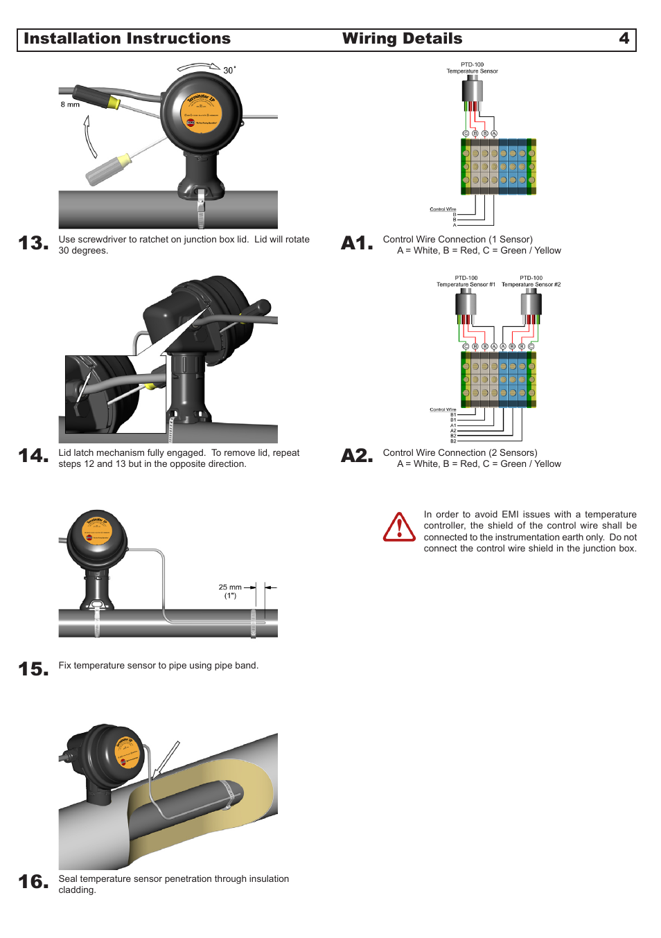 16. a1, Installation instructions wiring details 4 | Thermon ZP-PTD100-XP Terminator User Manual | Page 5 / 8