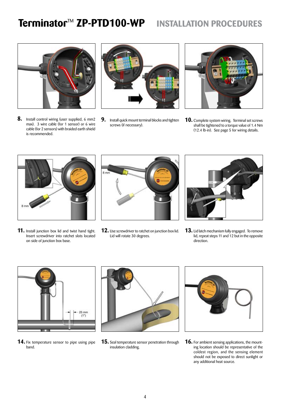 Terminator, Zp-ptd100-wp, Installation procedures | Thermon ZP-PTD100-WP Terminator User Manual | Page 4 / 7