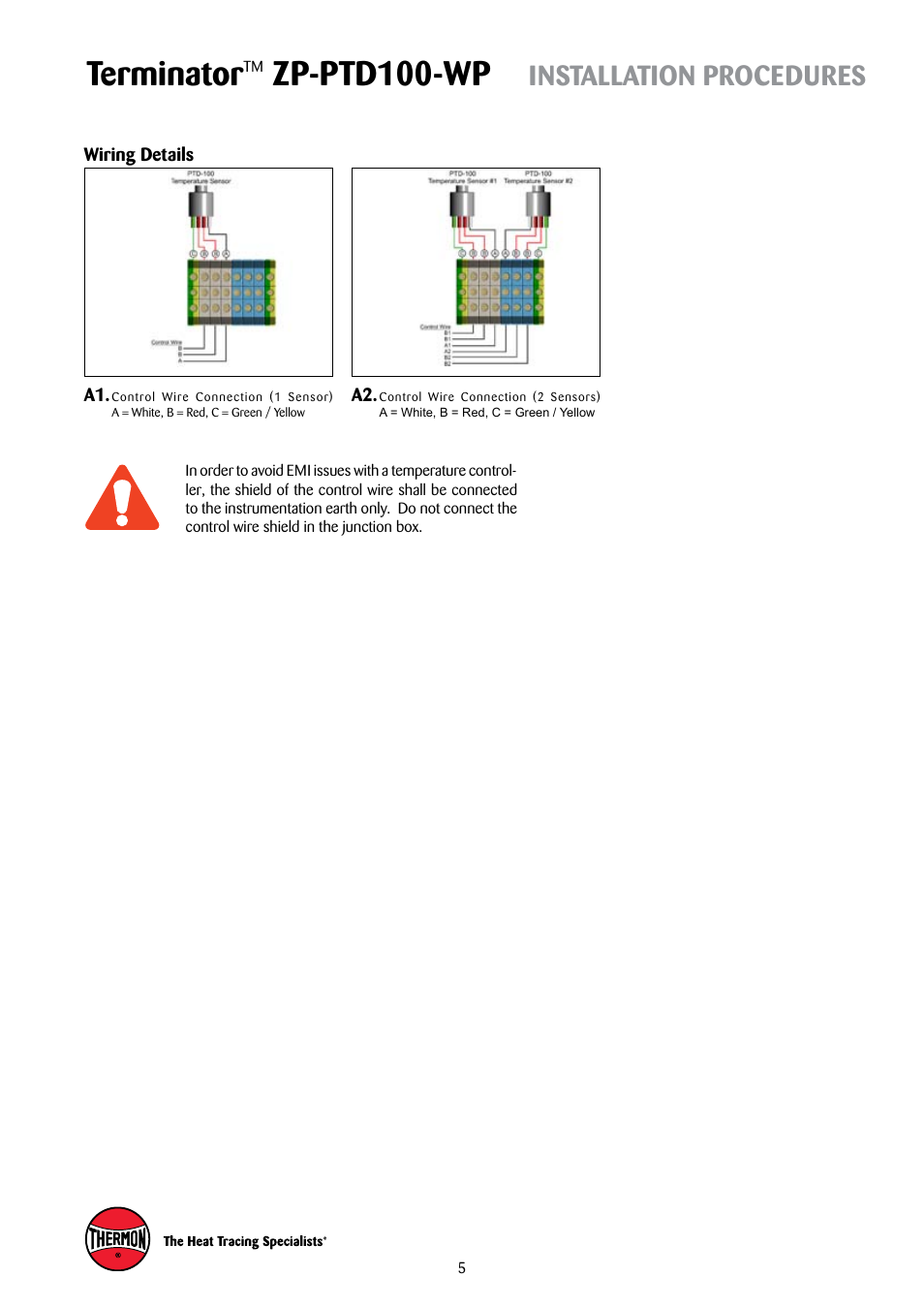 Terminator, Zp-ptd100-wp, Installation procedures | Thermon ZP-PTD100-WP Terminator User Manual | Page 5 / 7