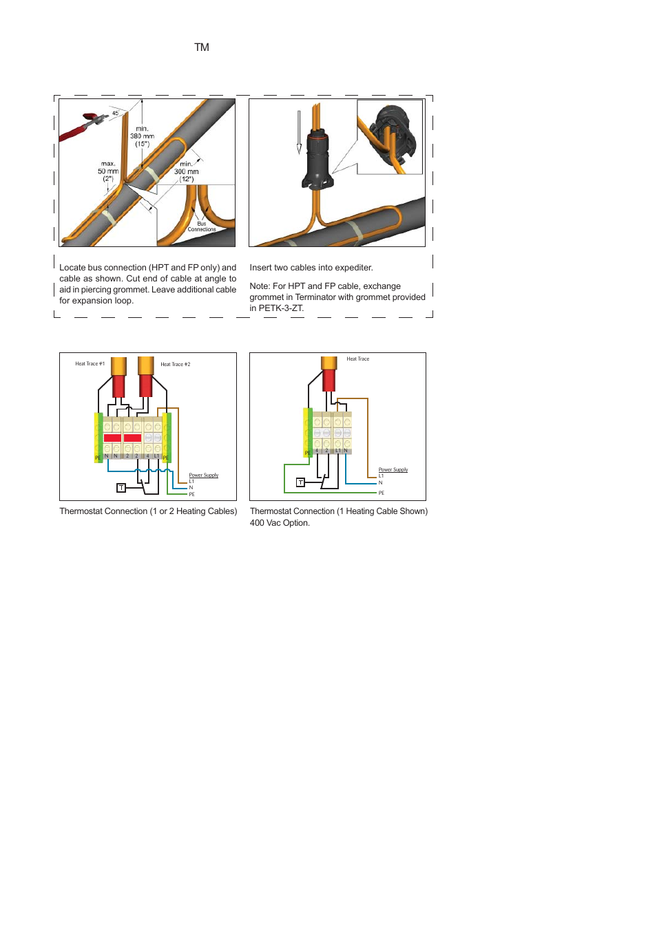 Terminator, Zt-p-xp, Installation procedures | Two cable layout tips, Wiring details | Thermon ZT-P-XP User Manual | Page 5 / 8