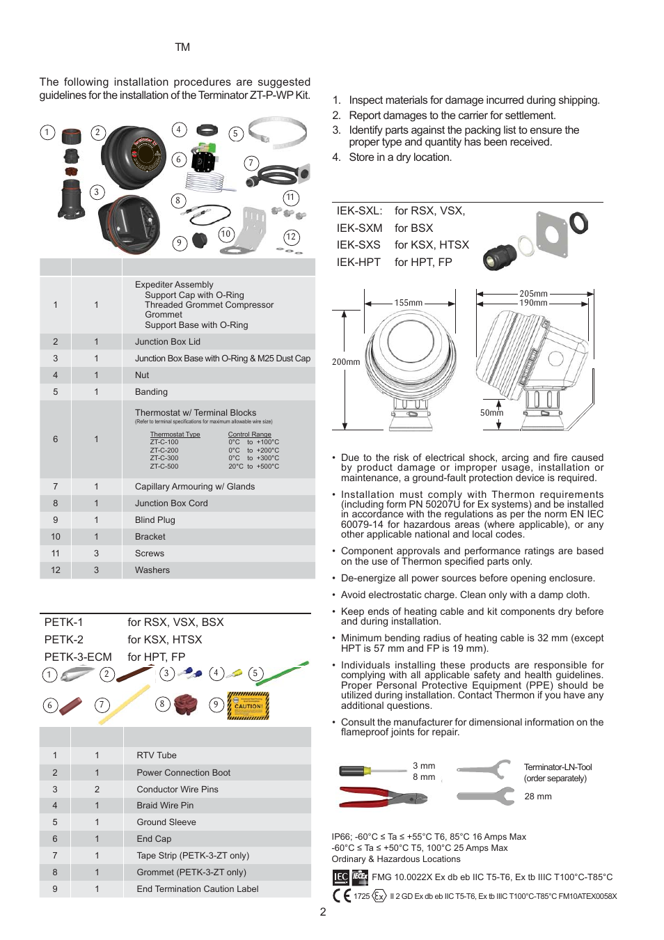 Terminator, Zt-p-wp, Installation procedures | Thermon ZT-P-WP User Manual | Page 2 / 8