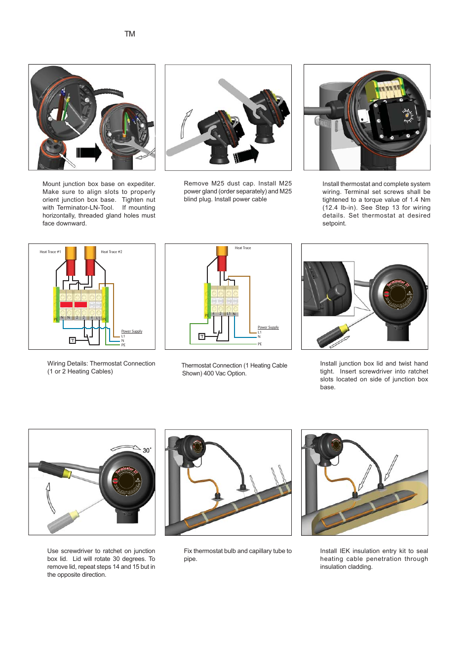 Terminator, Zt-p-wp, Installation procedures | Fix thermostat bulb and capillary tube to pipe | Thermon ZT-P-WP User Manual | Page 4 / 8