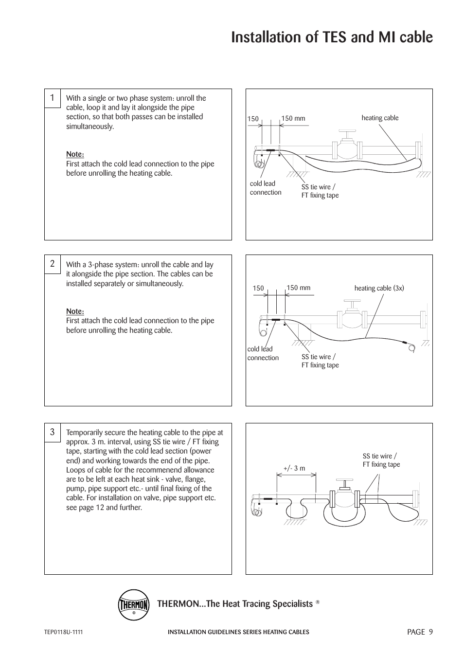 Installation of tes and mi cable | Thermon TESH User Manual | Page 11 / 26