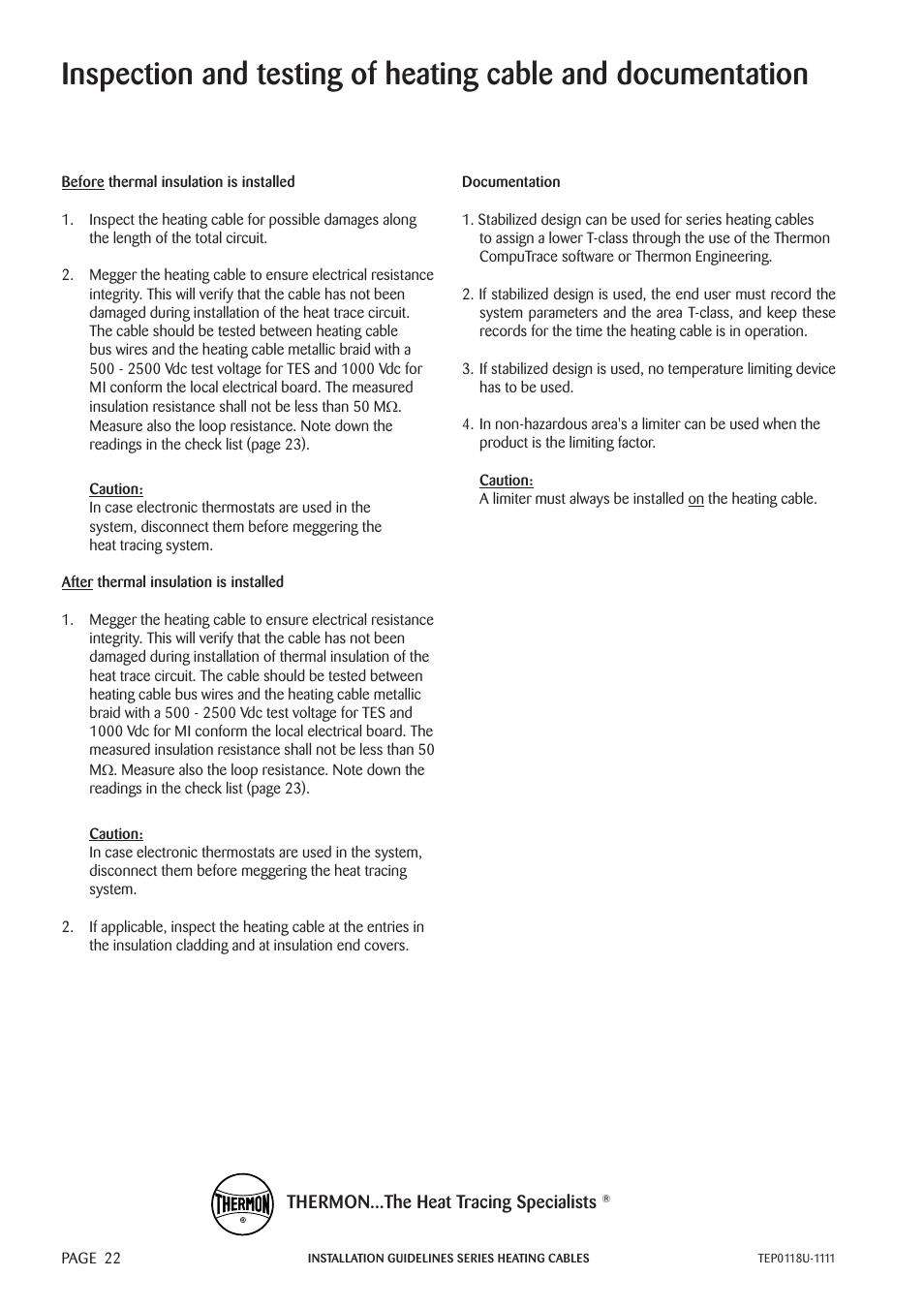 Thermon TESH User Manual | Page 24 / 26