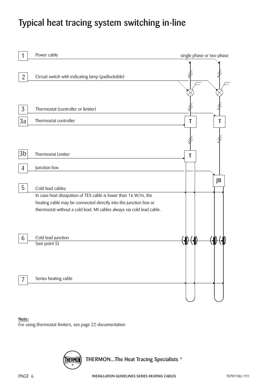 Typical heat tracing system switching in-line, 73a 3b | Thermon TESH User Manual | Page 8 / 26