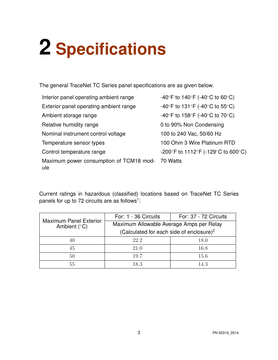 Specifications | Thermon TraceNet TCM 18 User Manual | Page 7 / 96