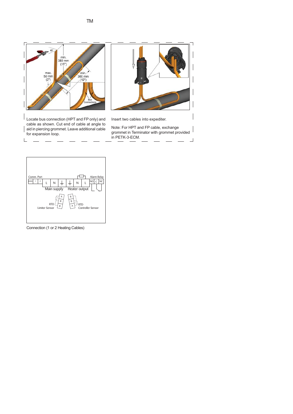 Terminator, Ecm-p-xp, Installation procedures | Two cable layout tips, Wiring details | Thermon ECM-P-XP User Manual | Page 5 / 8