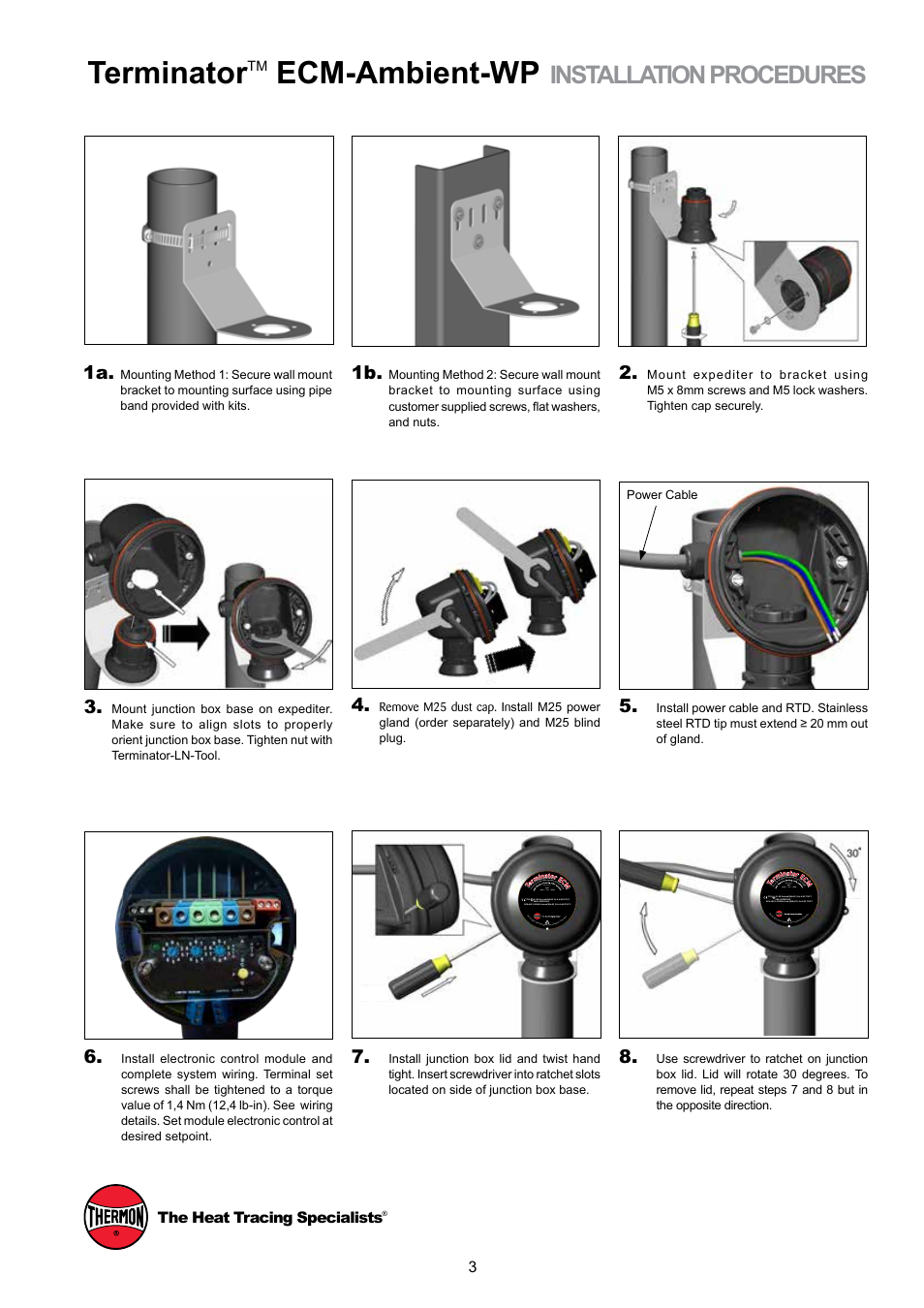 Terminator, Ecm-ambient-wp, Installation procedures | 3the heat tracing specialists | Thermon ECM-Ambient-WP User Manual | Page 3 / 4