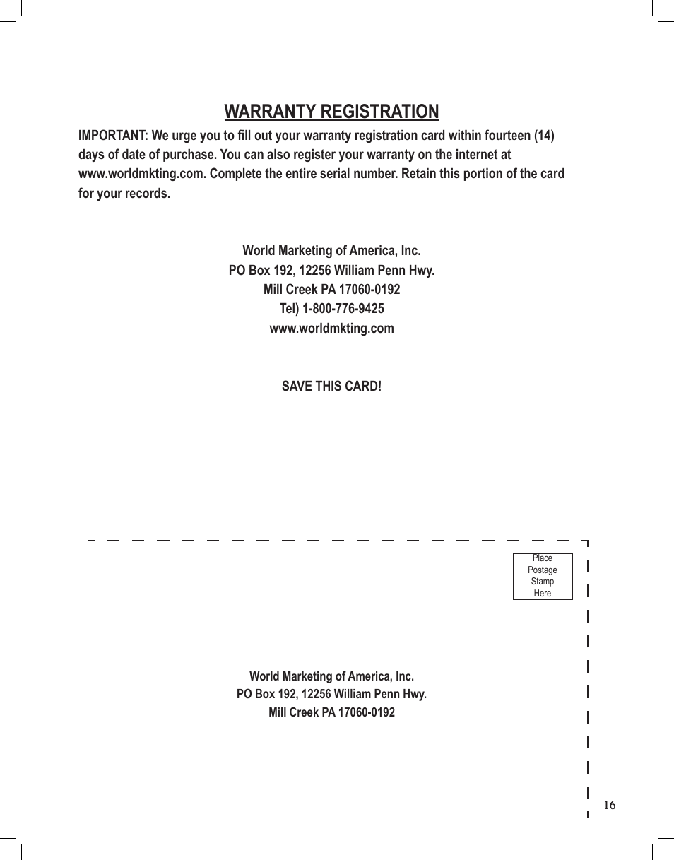 Warranty registration | Desa Tech GCH480 User Manual | Page 16 / 54