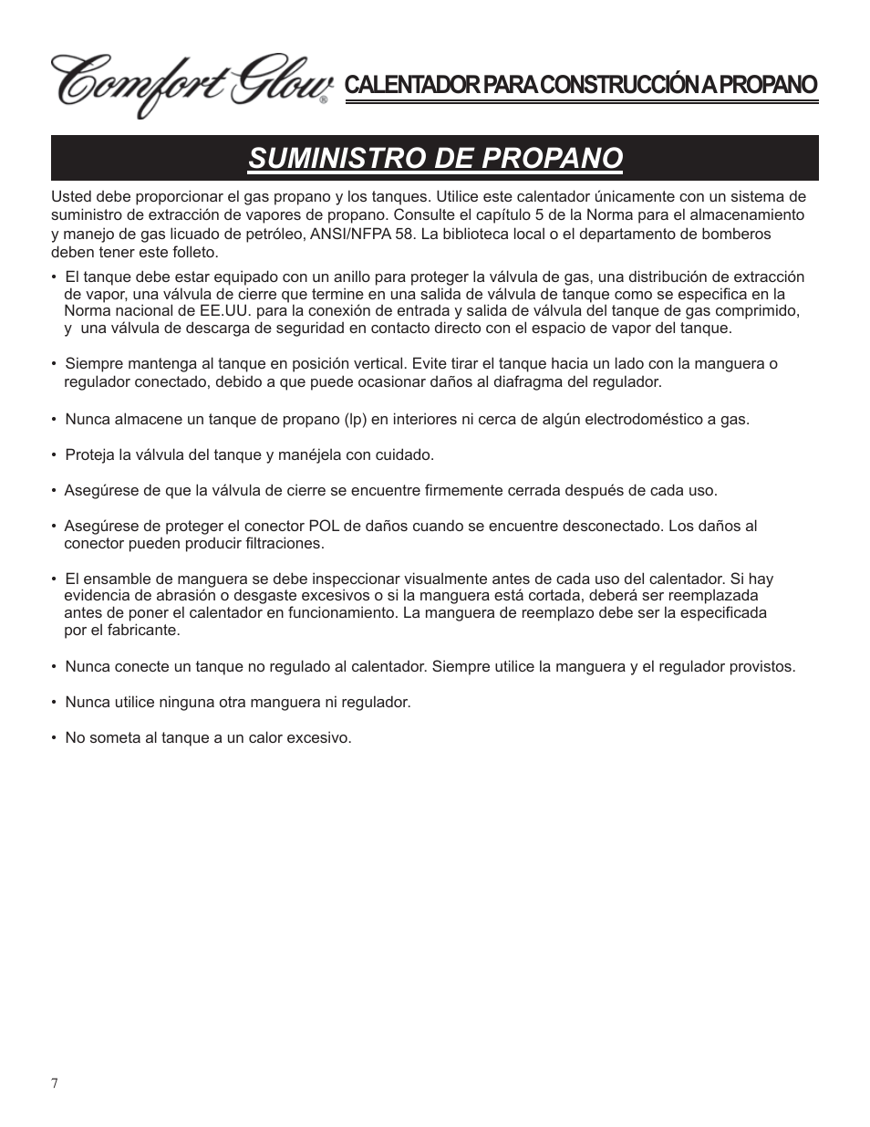 Suministro de propano, Calentador para construcción a propano | Desa Tech GCH480 User Manual | Page 25 / 54