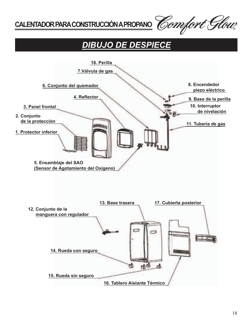 Dibujo de despiece, Calentador para construcción a propano | Desa Tech GCH480 User Manual | Page 36 / 54