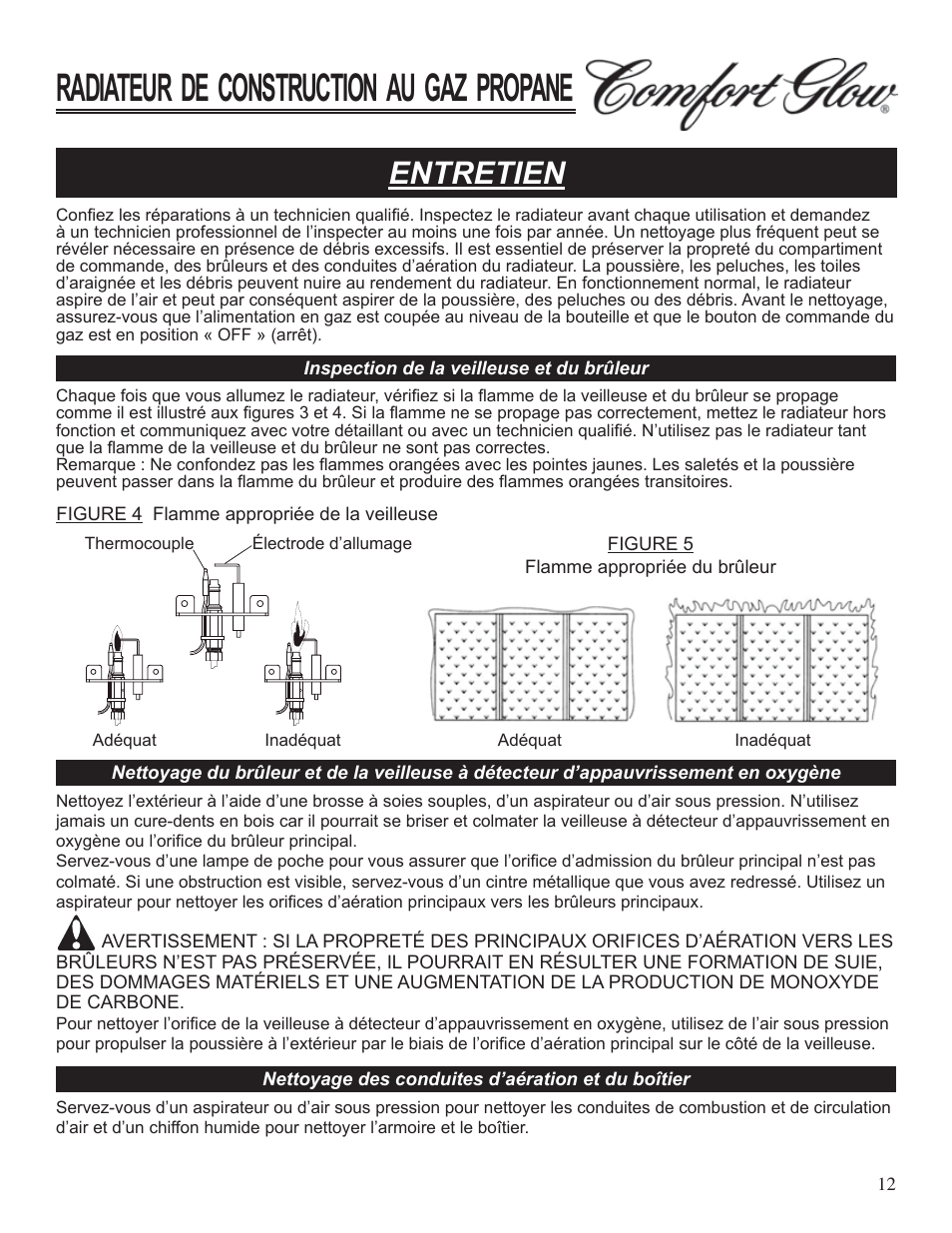Radiateur de construction au gaz propane, Entretien | Desa Tech GCH480 User Manual | Page 48 / 54