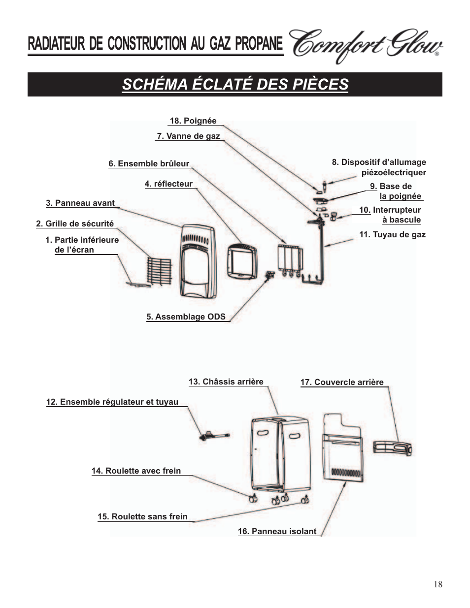 Radiateur de construction au gaz propane, Schéma éclaté des pièces | Desa Tech GCH480 User Manual | Page 54 / 54
