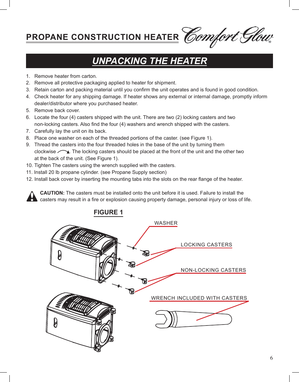 Unpacking the heater, Propane construction heater | Desa Tech GCH480 User Manual | Page 6 / 54