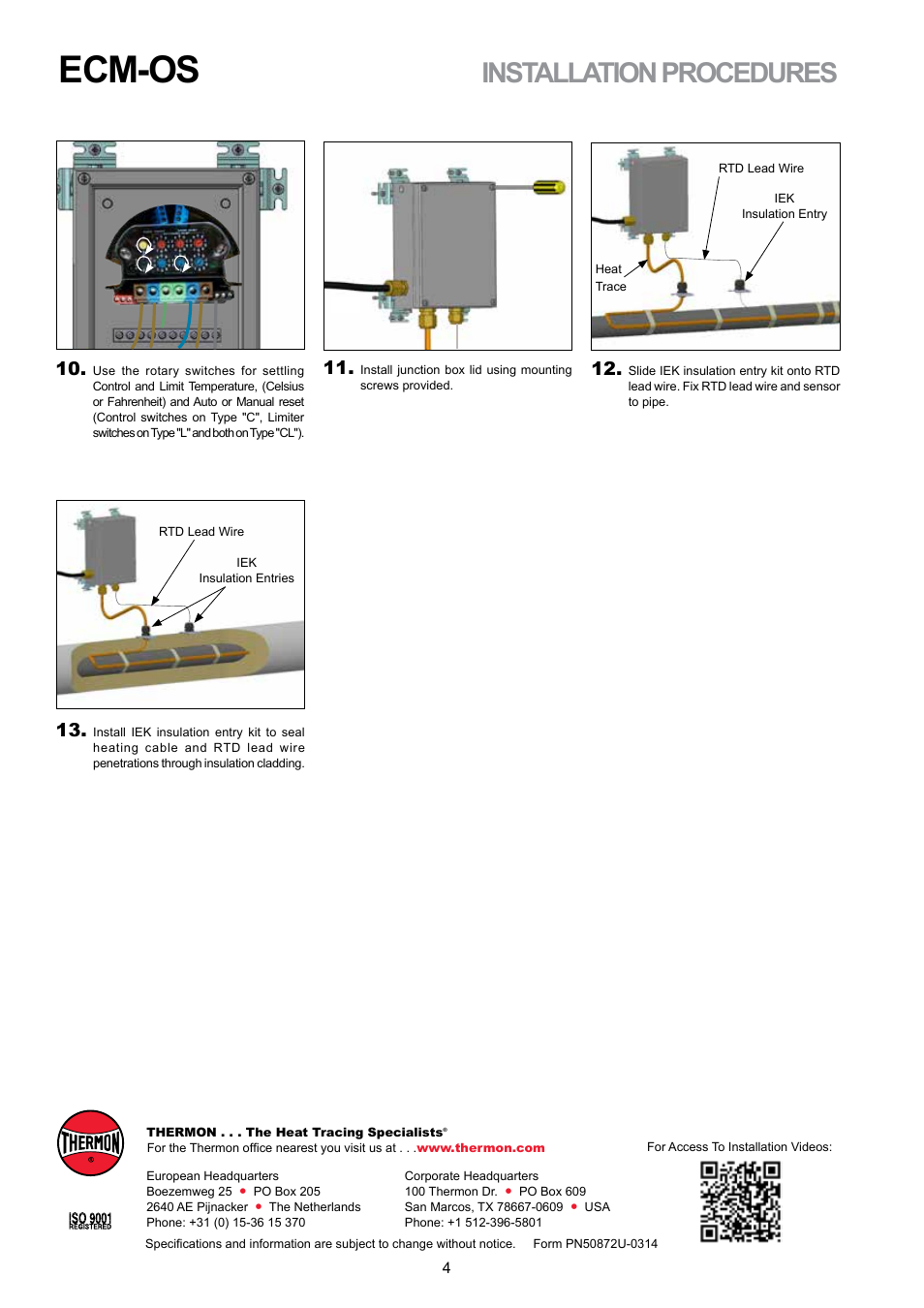 Ecm-os, Installation procedures | Thermon ECM-OS User Manual | Page 4 / 4