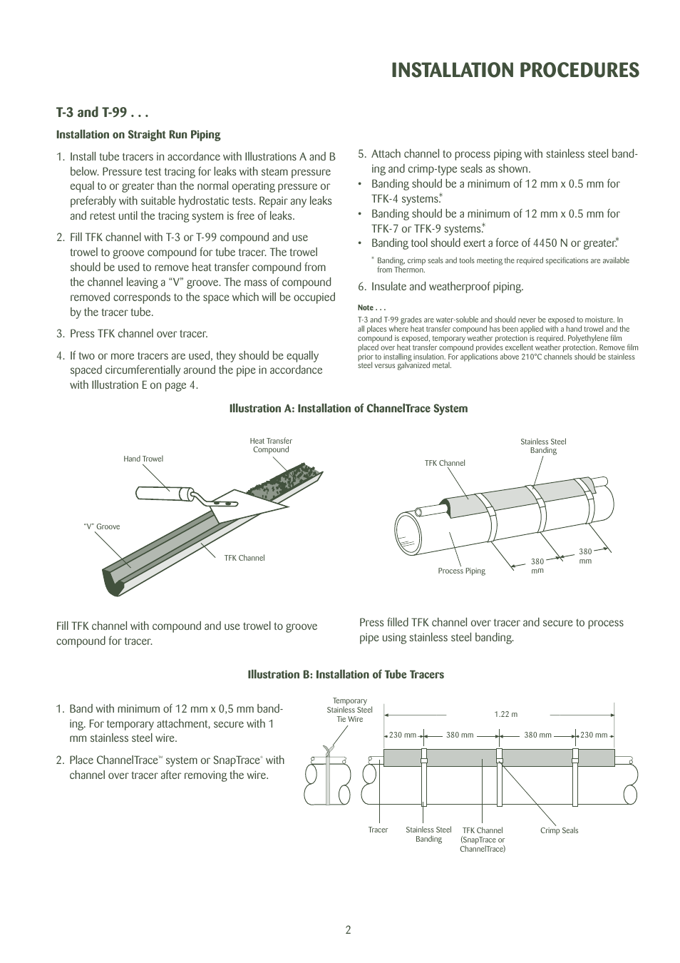 Installation procedures, T-3 and t-99 | Thermon Heat Transfer Compounds User Manual | Page 3 / 8