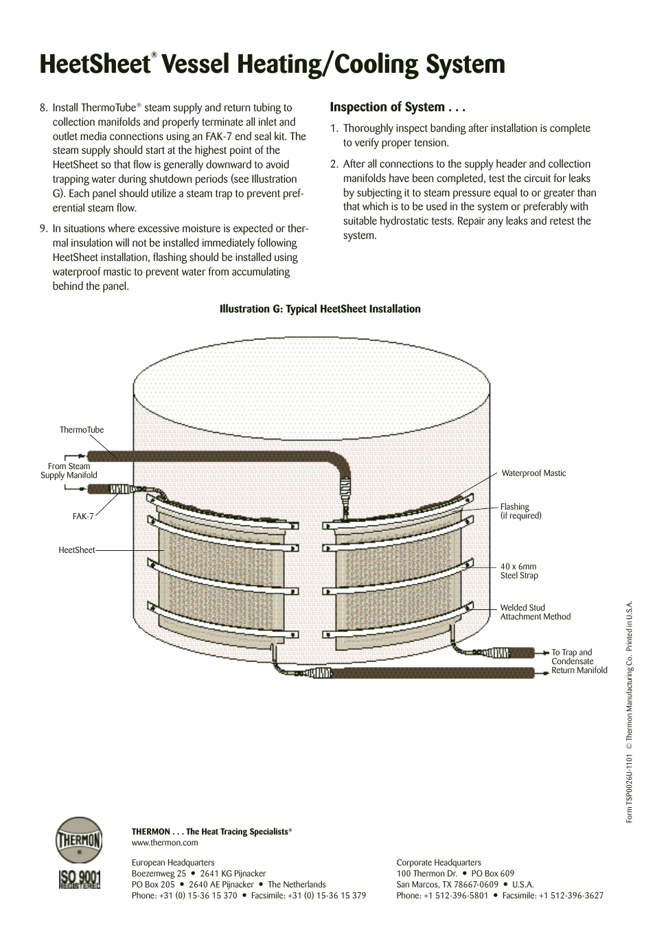 Heetsheet, Vessel heating/cooling system, Inspection of system | Thermon HeetSheet User Manual | Page 4 / 4