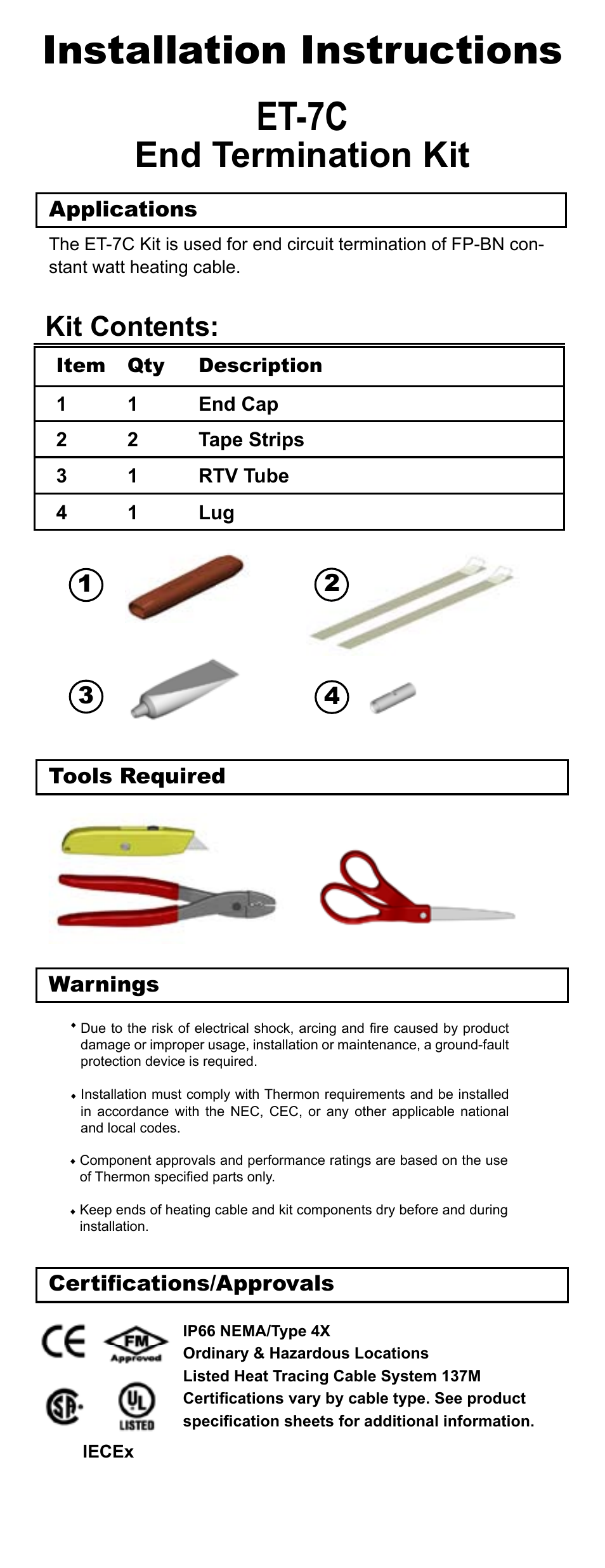 Thermon ET-7C User Manual | 4 pages