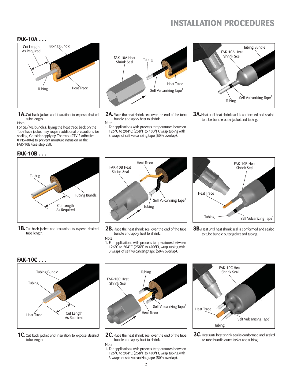 Installation procedures, Fak-10a, Fak-10b | Fak-10c | Thermon FAK10A-B-C User Manual | Page 3 / 4