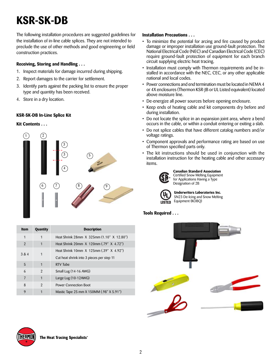 Ksr-sk-db | Thermon KSR-SK-DB User Manual | Page 2 / 6