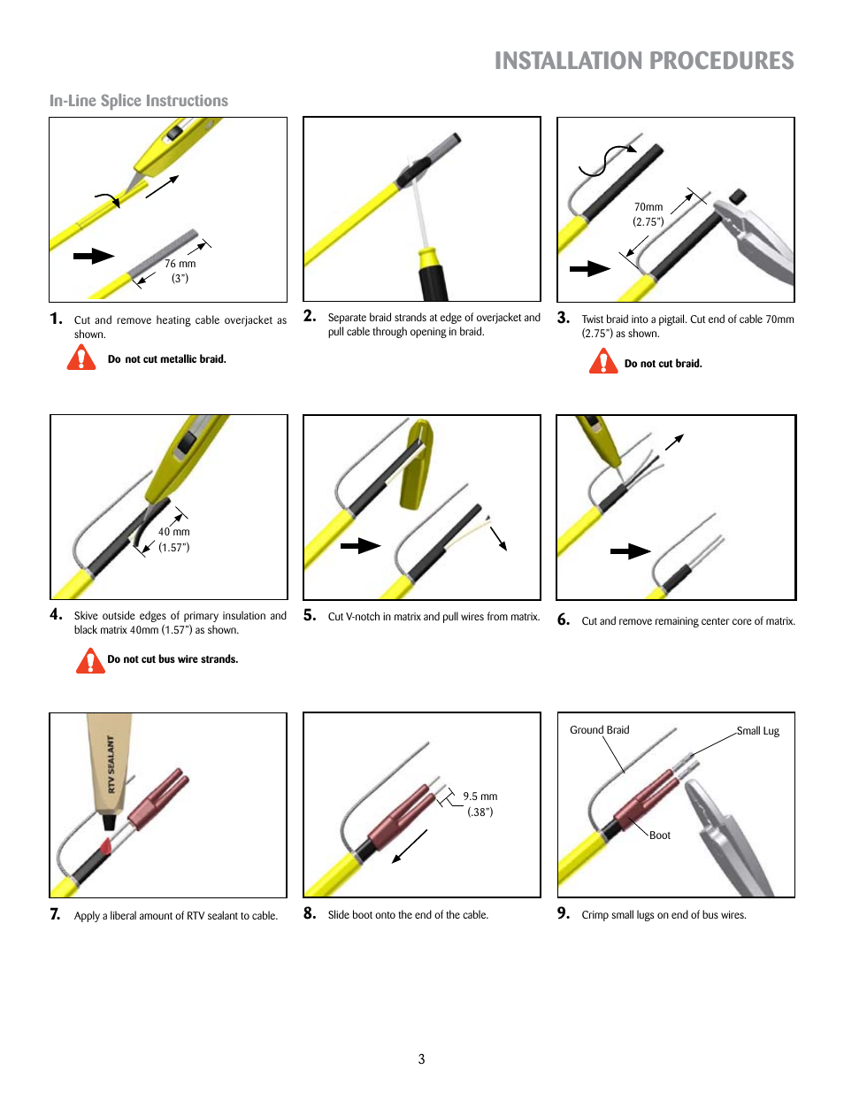 Installation procedures, In-line splice instructions 3 | Thermon KSR-SK-DB User Manual | Page 3 / 6