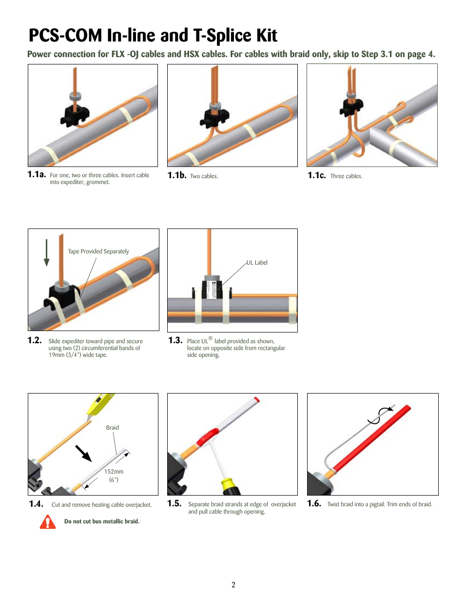 Pcs-com in-line and t-splice kit | Thermon PCS-COM User Manual | Page 3 / 8