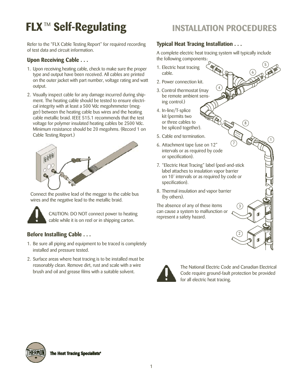 Self-regulating, Installation procedures | Thermon FLX User Manual | Page 2 / 10