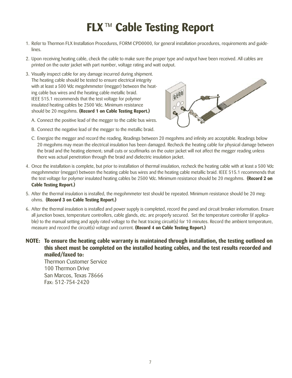 Cable testing report | Thermon FLX User Manual | Page 8 / 10