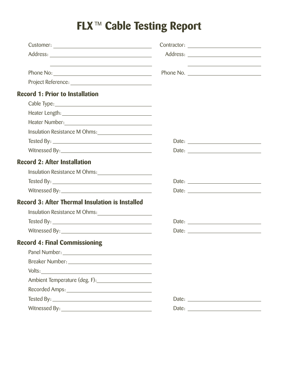 Cable testing report | Thermon FLX User Manual | Page 9 / 10