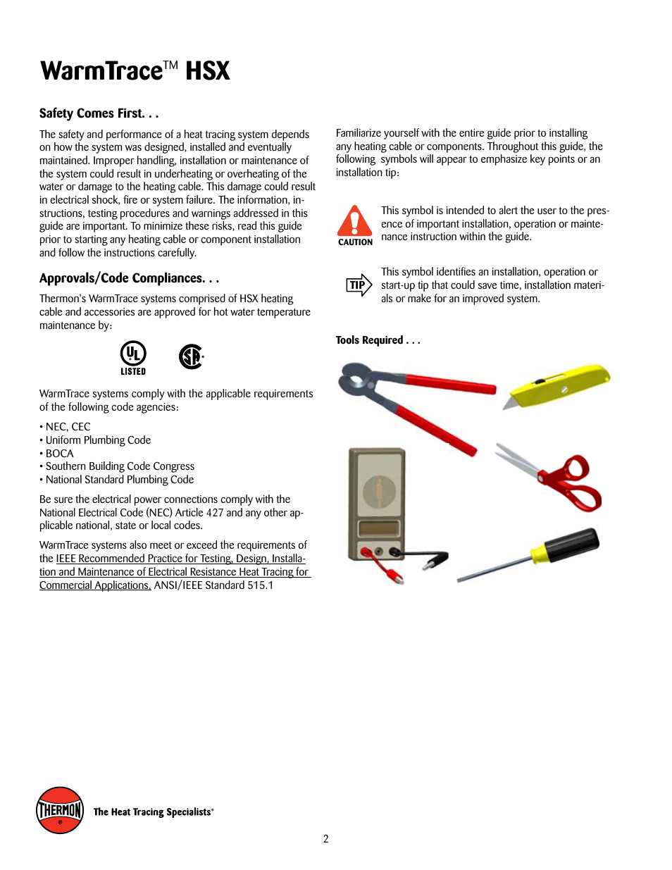 Warmtrace | Thermon HSX User Manual | Page 2 / 12