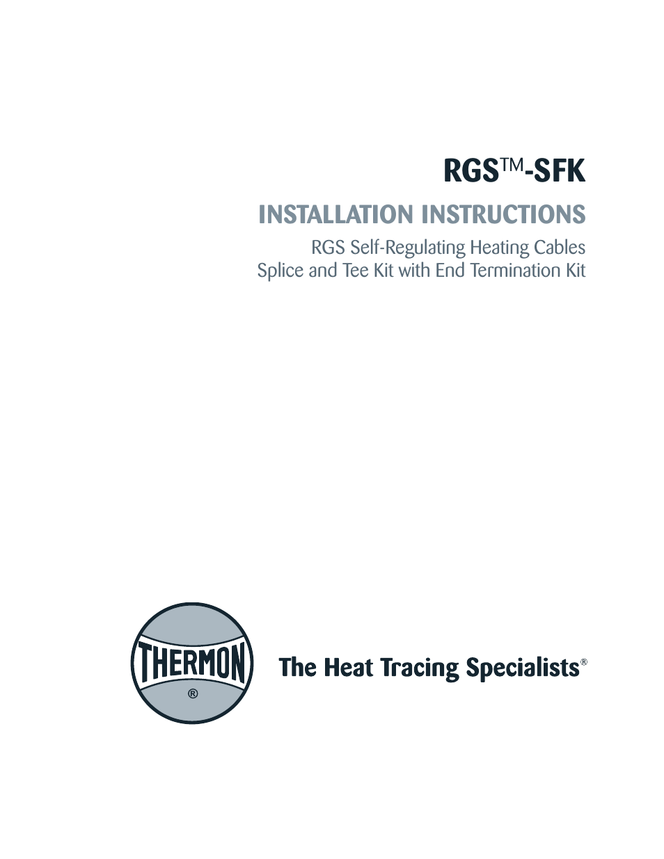 Thermon RGS-SFK User Manual | 4 pages