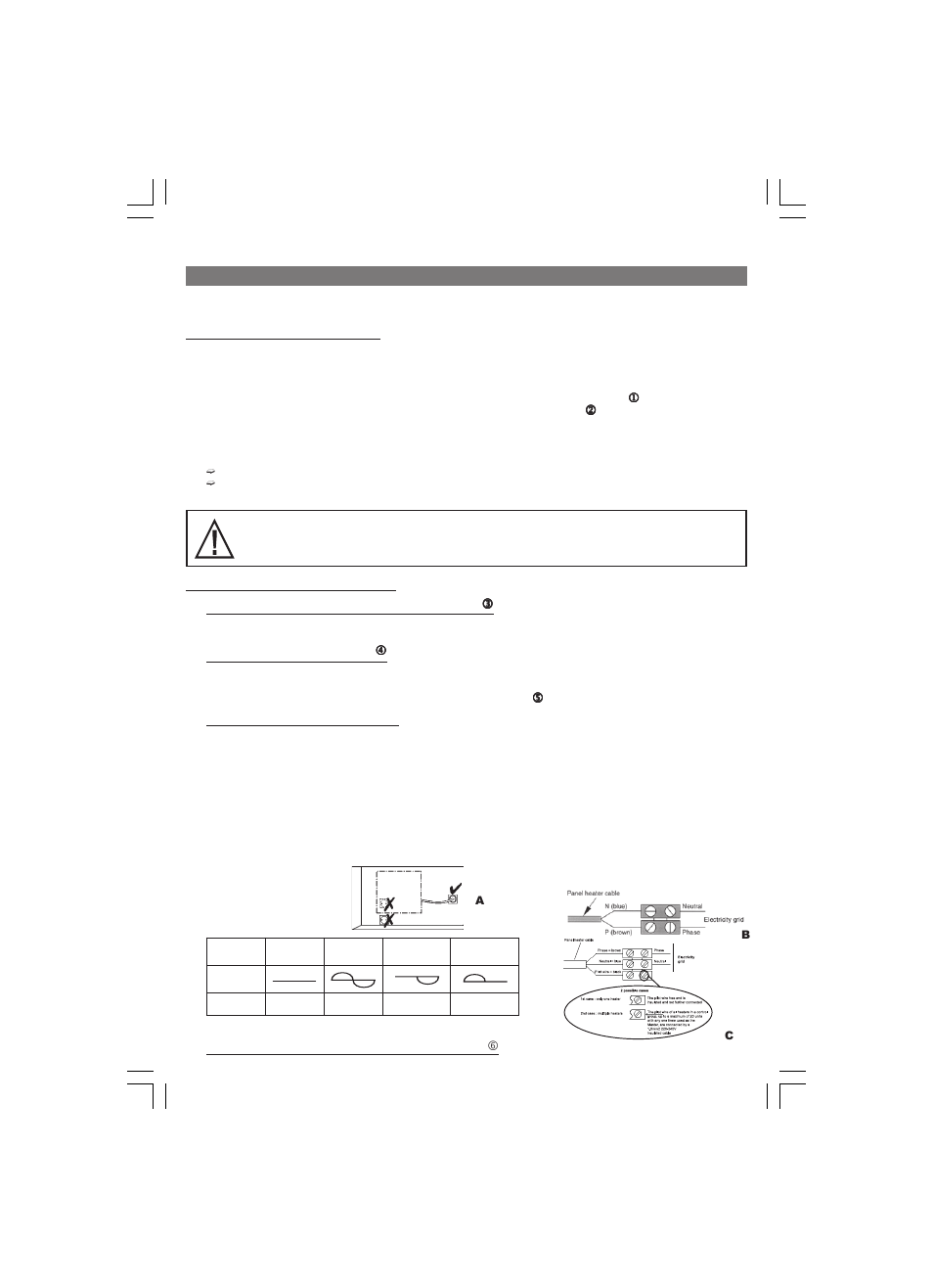 Installation of the panel heater, 2) how to install the panel heater, 1) where to install your heater | Release the appliance’s hook-on bracket, 2) fix the hook-on bracket, 3) connecting the panel heater, 4) lock the appliance on the hook-on bracket | Thermor Evidence Электронный User Manual | Page 7 / 36