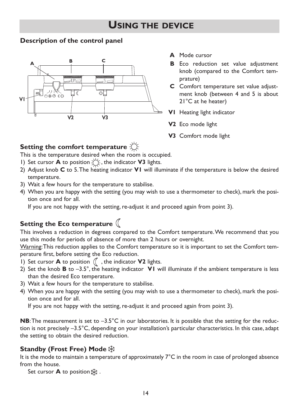 Sing the device | Thermor Emotion User Manual | Page 16 / 36
