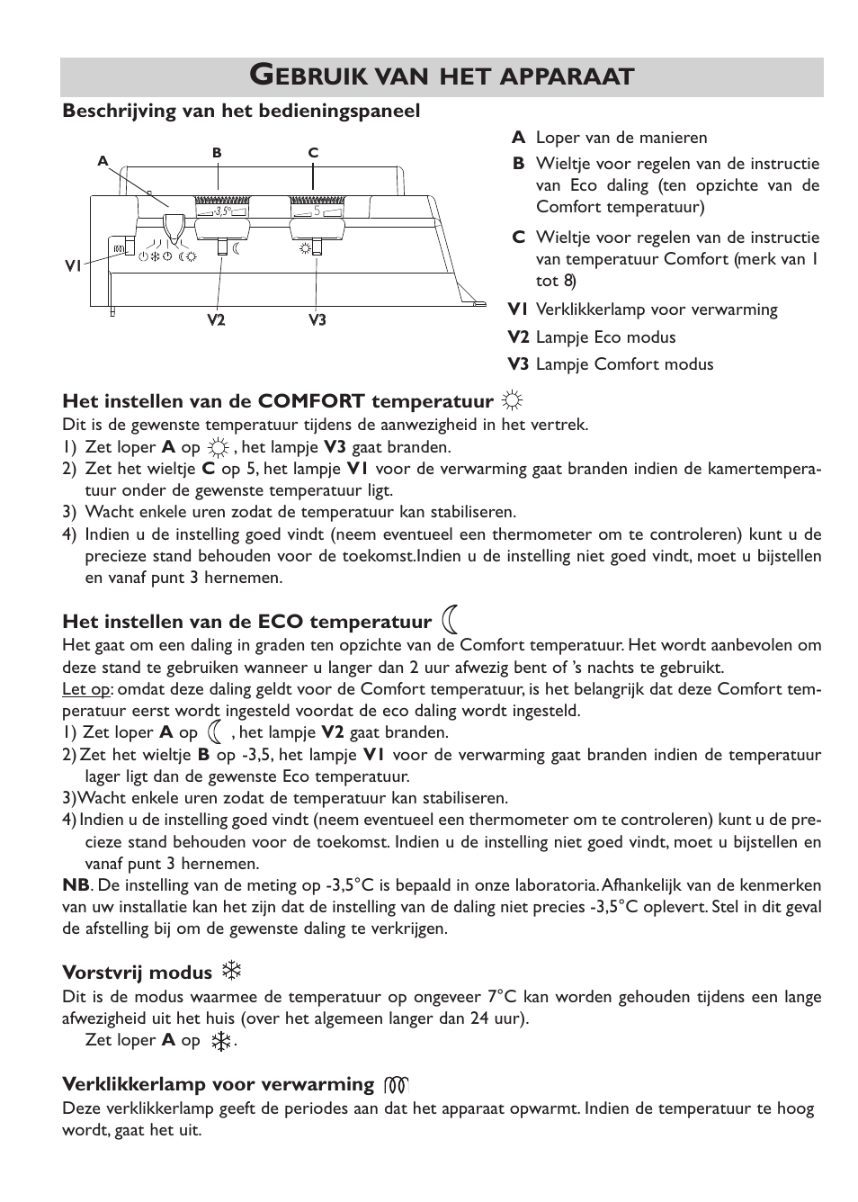 Ebruik van het apparaat | Thermor Emotion User Manual | Page 24 / 36