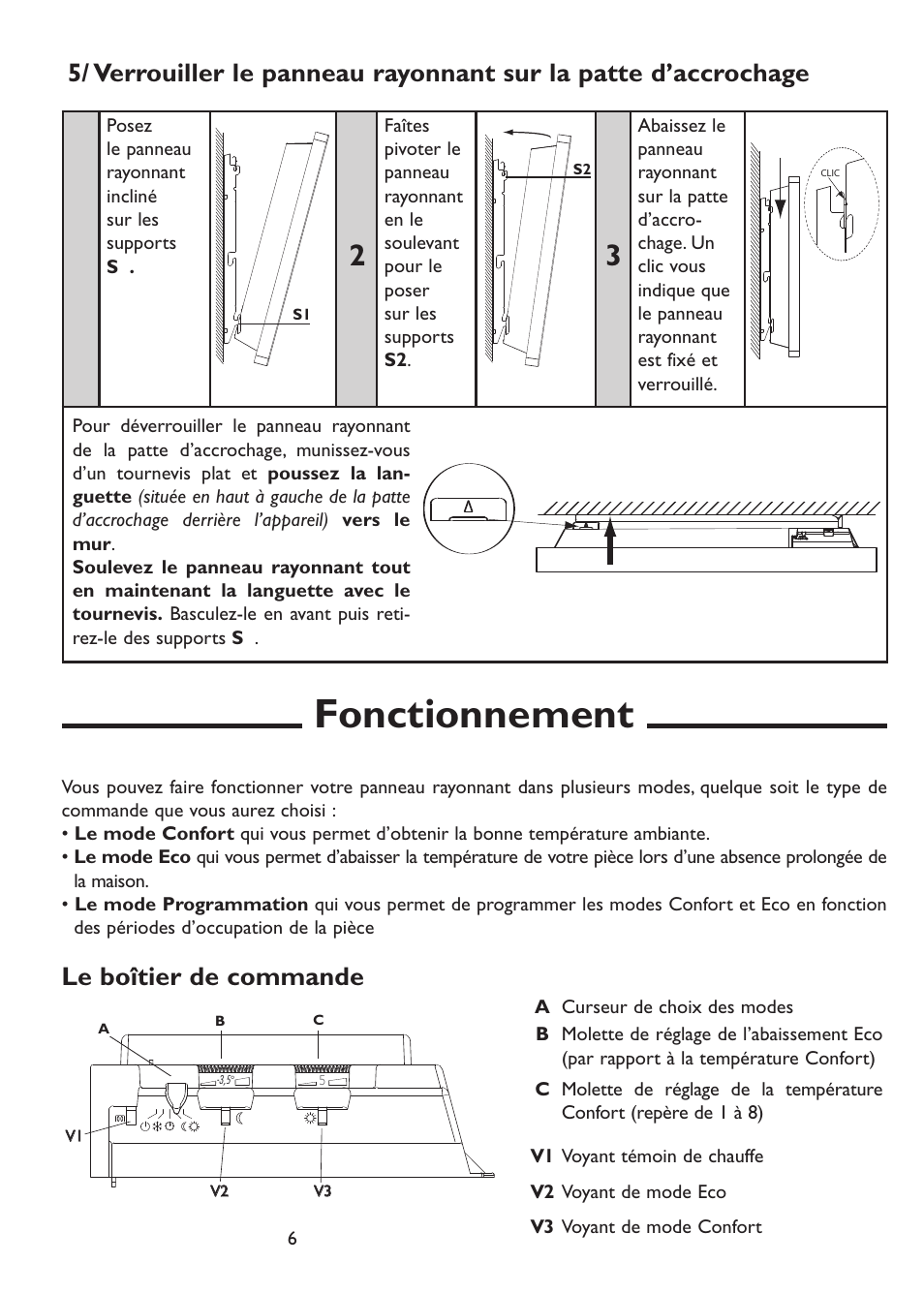 Fonctionnement, Le boîtier de commande | Thermor Emotion User Manual | Page 8 / 36