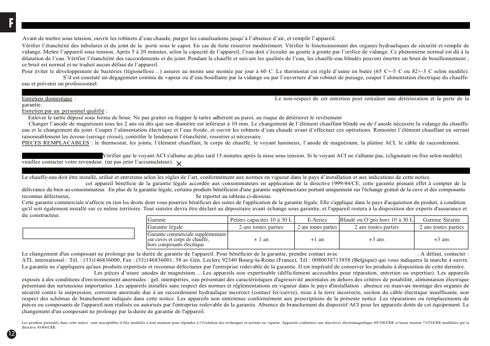 Thermor Rafale ACI+ User Manual | Page 12 / 39