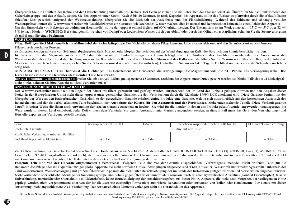 Thermor Rafale ACI+ User Manual | Page 18 / 39