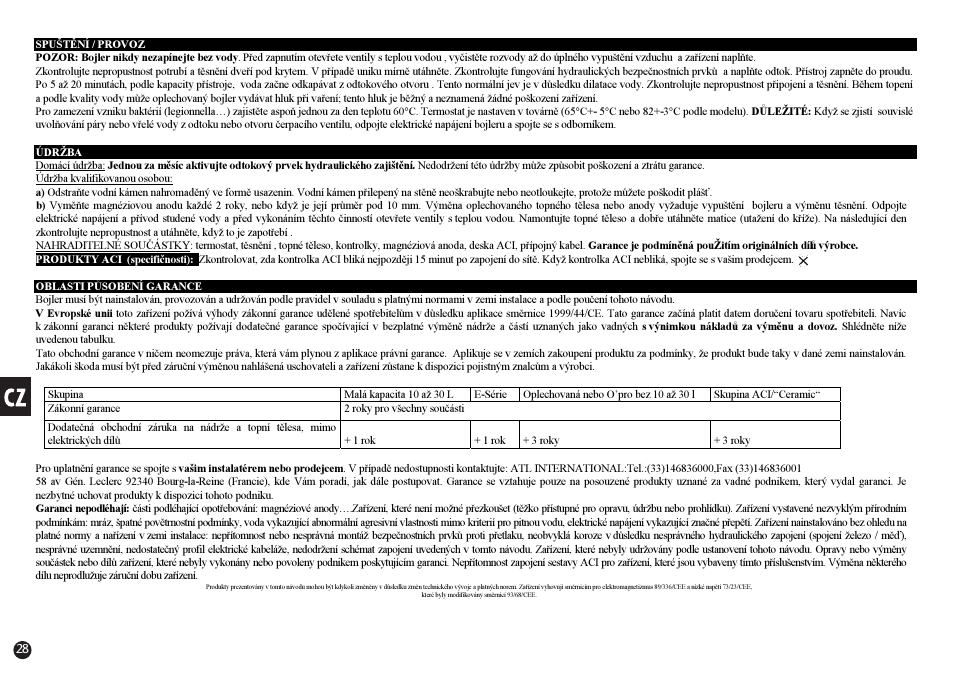 Thermor Rafale ACI+ User Manual | Page 28 / 39