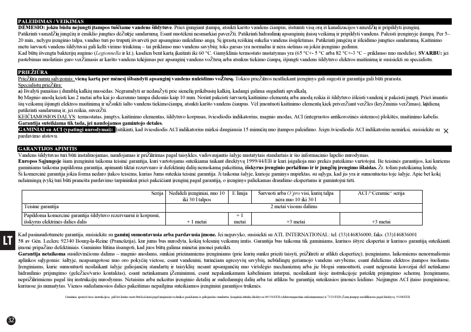 Thermor Rafale ACI+ User Manual | Page 32 / 39