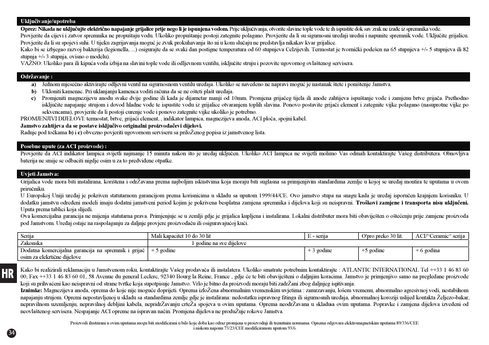 Thermor Rafale ACI+ User Manual | Page 34 / 39