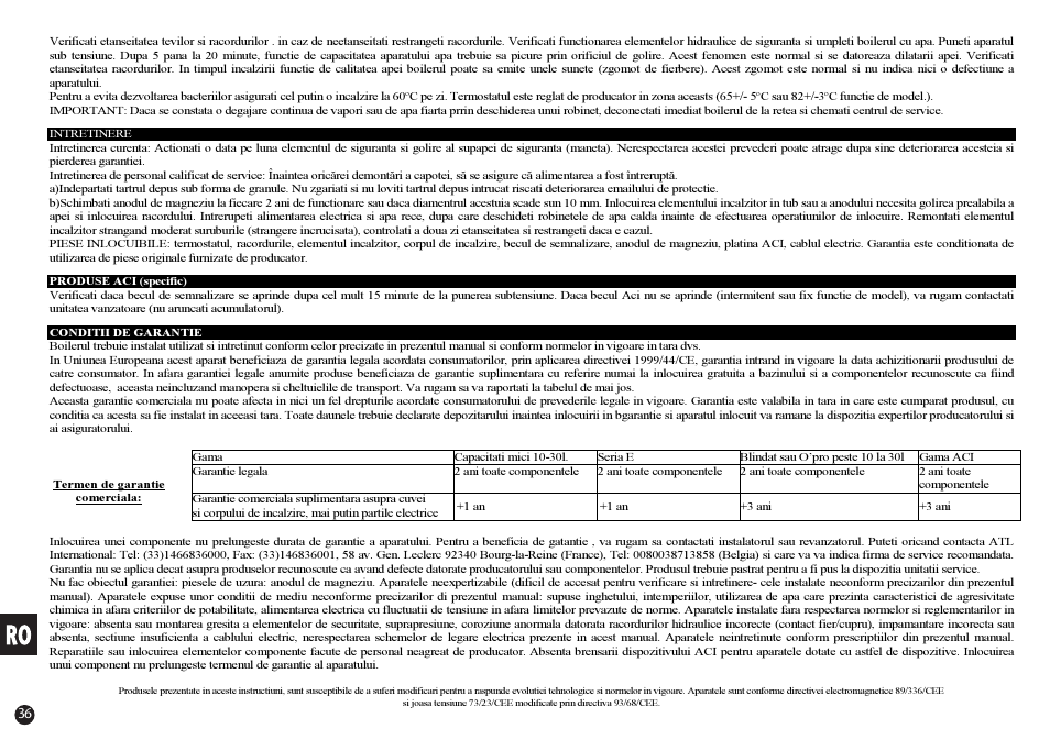 Thermor Rafale ACI+ User Manual | Page 36 / 39