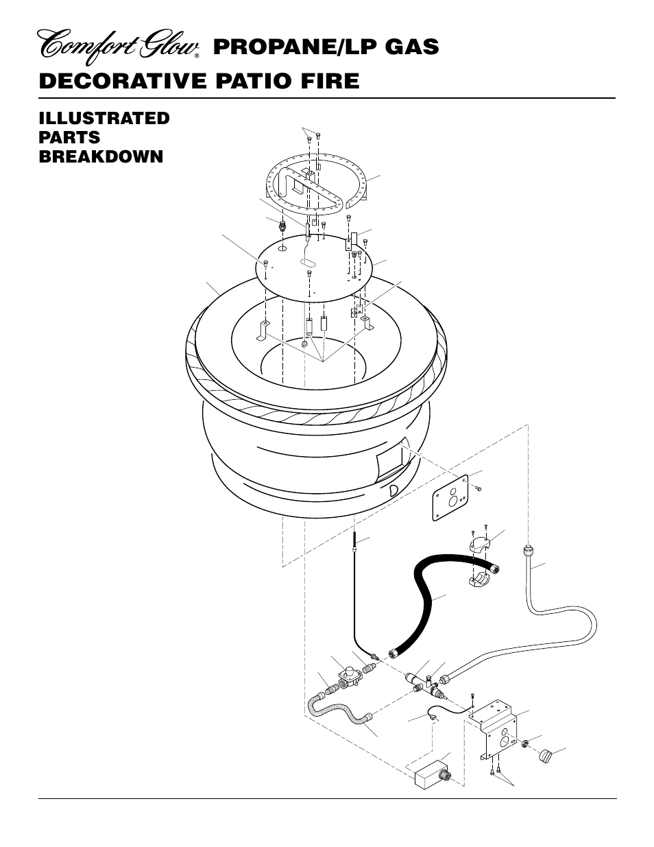 Decorative patio fire propane/lp gas, Illustrated parts breakdown | Desa Tech PC3460LP User Manual | Page 12 / 14