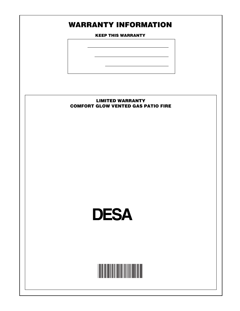 Warranty information | Desa Tech PC3460LP User Manual | Page 14 / 14
