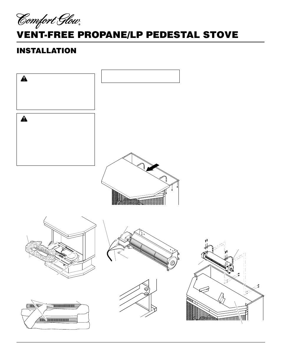 Vent-free propane/lp pedestal stove, Installation, Continued | Desa Tech S26PT User Manual | Page 10 / 24