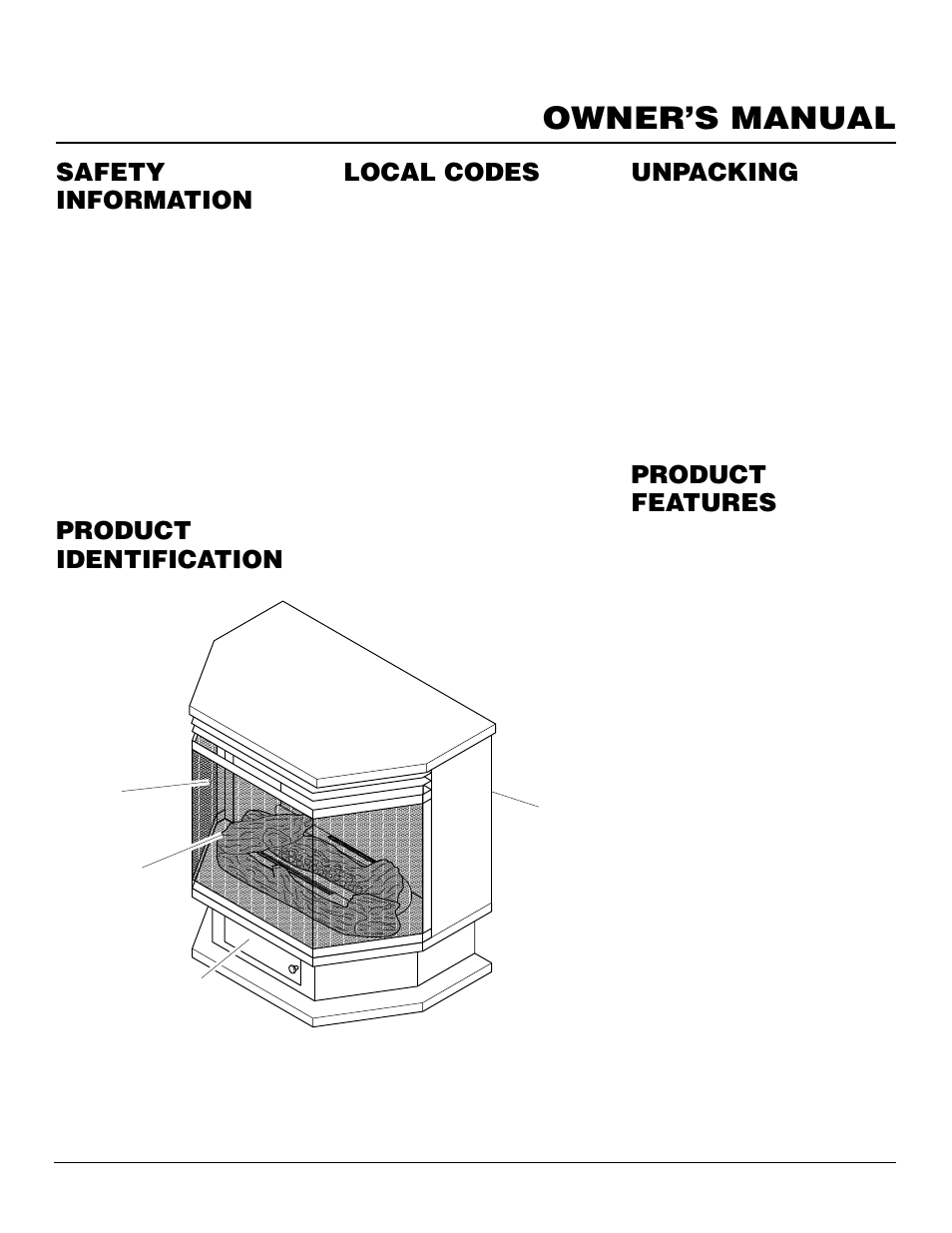 Owner’s manual, Product identification local codes, Unpacking | Product features, Safety information | Desa Tech S26PT User Manual | Page 3 / 24