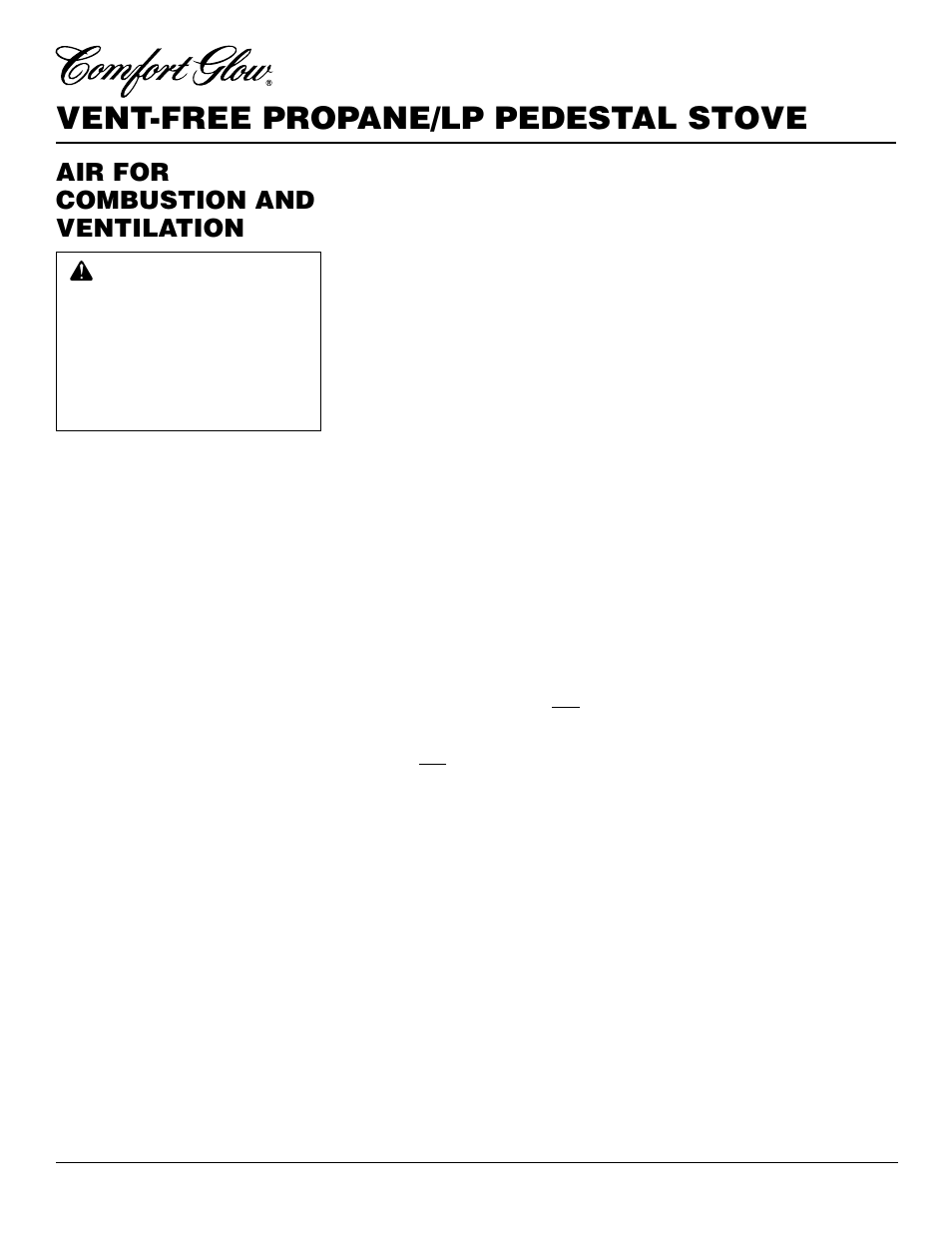 Vent-free propane/lp pedestal stove, Air for combustion and ventilation | Desa Tech S26PT User Manual | Page 4 / 24